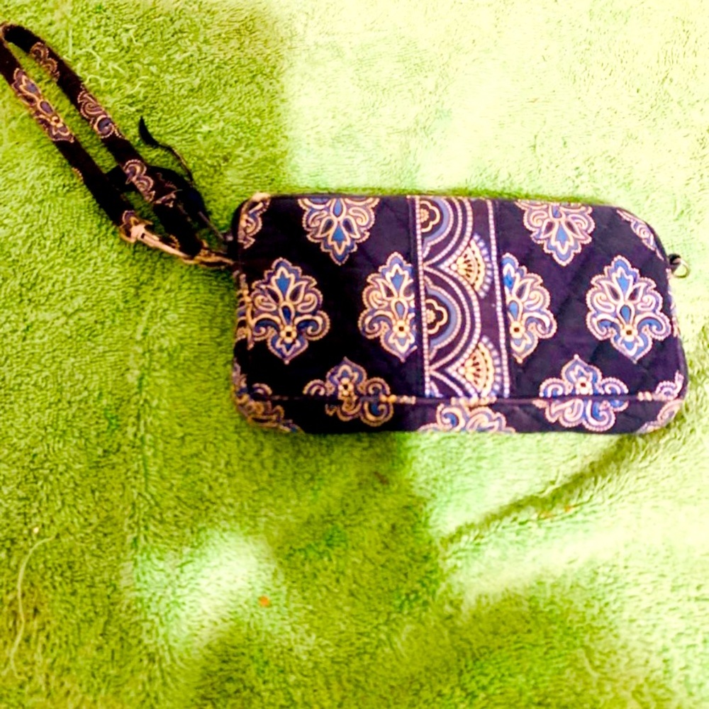 Vera Bradley wallet wristlet blue calypso retired pattern GUC  retired pattern